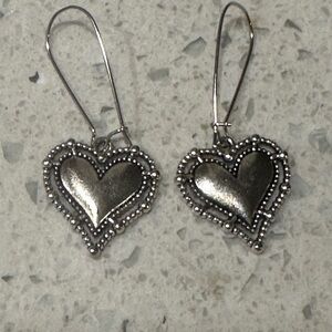 Silver Color Heart Earrings